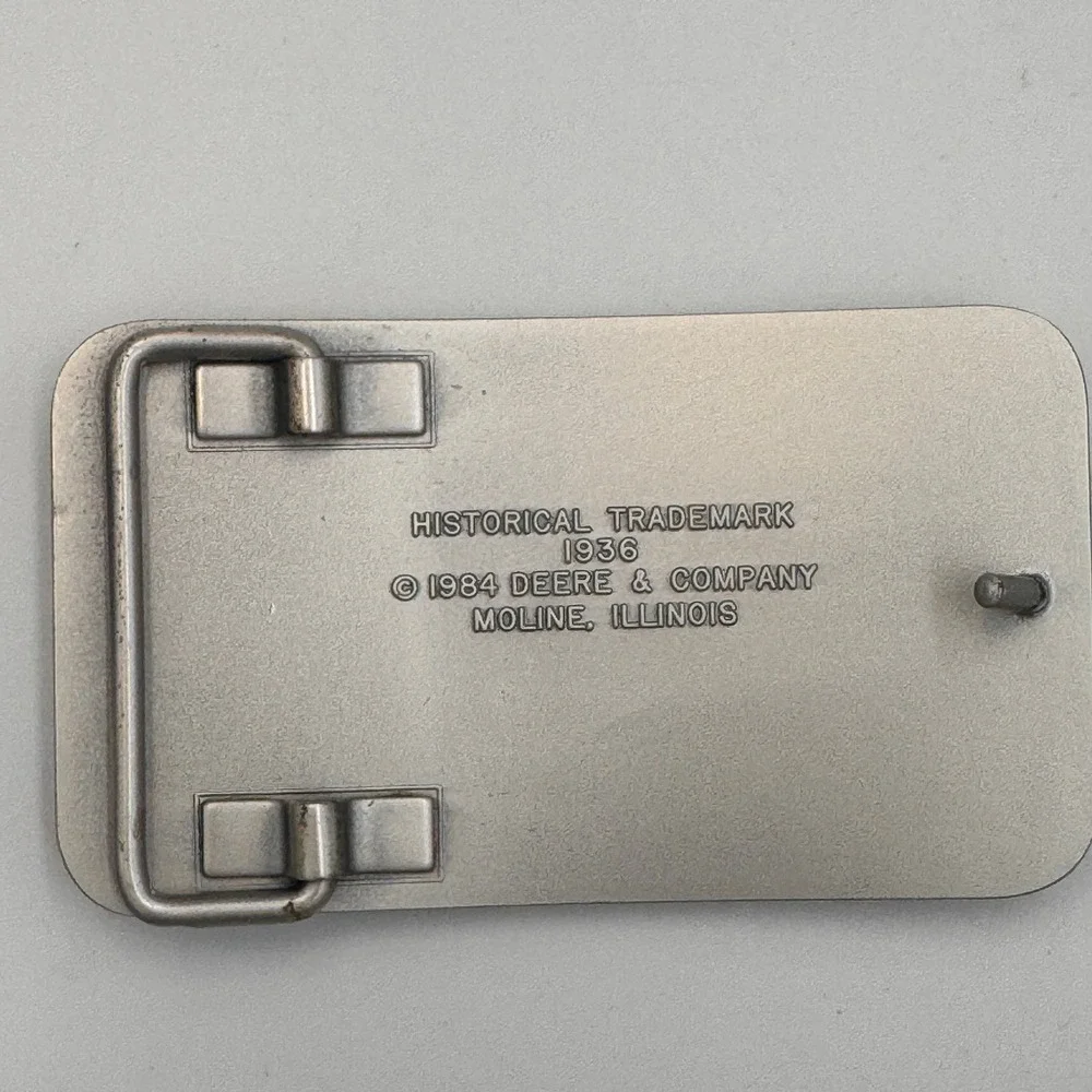 John Deere Vintage Belt Buckle 1984 Historical 1936 Trademark Moline Illinois